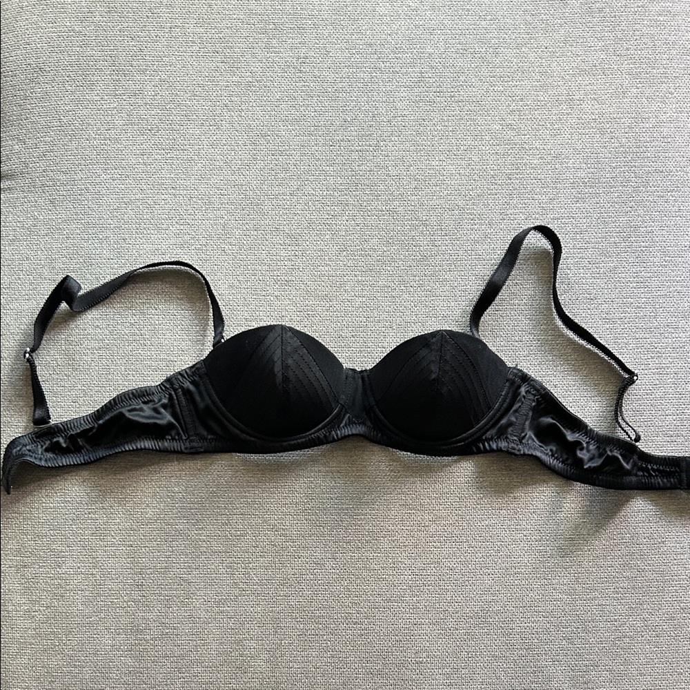 Fleur du Mal Black Satin Bra